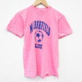 S★古着 ヘインズ Hanes 半袖 ビンテージ Tシャツ メンズ 80年代 80s サッカー コットン クルーネック USA製 濃ピンク 25aug08 中古
