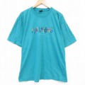 XL★古着 半袖 ビンテージ Tシャツ メンズ 00年代 00s バハマ 刺繍 大きいサイズ コットン クルーネック 青緑 25aug08 中古