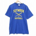 L★古着 ラッセル 半袖 ビンテージ Tシャツ メンズ 00年代 00s ベースボール クルーネック 青 ブルー 25aug08 中古