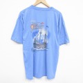 XL★古着 半袖 ビンテージ Tシャツ メンズ 90年代 90s 船 大きいサイズ コットン クルーネック USA製 薄紺 ネイビー 25aug08 中古