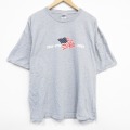 XL★古着 半袖 ビンテージ Tシャツ メンズ 00年代 00s 星条旗 大きいサイズ クルーネック グレー 霜降り 25aug09 中古