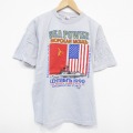 XL★古着 SIGNAL 半袖 ビンテージ Tシャツ メンズ 90年代 90s ソ連 軍艦 コットン クルーネック USA製 薄グレー 【spe】 25aug09 中古