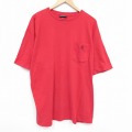 XL★古着 ノーティカ NAUTICA 半袖 ビンテージ ブランド Tシャツ メンズ 90年代 90s ワンポイントロゴ 胸ポケット付き 大きいサイズ コットン クルーネック USA製 赤 レッド 25aug09 中古