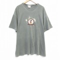 XL★古着 半袖 ビンテージ Tシャツ メンズ 00年代 00s ディズニー DISNEY ミッキー MICKEY MOUSE 刺繍 大きいサイズ コットン クルーネック 薄緑 グリーン 25aug09 中古