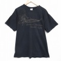 L★古着 半袖 ビンテージ Tシャツ メンズ 00年代 00s 鳥 コットン クルーネック 黒 ブラック 25aug09 中古