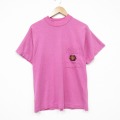 L★古着 半袖 ビンテージ Tシャツ メンズ 00年代 00s 胸ポケット付き クルーネック ピンク 25aug12 中古