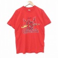 L★古着 フルーツオブザルーム 半袖 ビンテージ Tシャツ メンズ 90年代 90s MLB セントルイスカージナルス コットン クルーネック USA製 赤 レッド メジャーリーグ ベースボール 野球 25aug12 中古