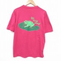 XL★古着 ジャージーズ 半袖 ビンテージ Tシャツ メンズ 80年代 80s カエル クルーネック USA製 濃ピンク 25aug19 中古