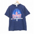 L★古着 半袖 ビンテージ Tシャツ メンズ 00年代 00s MLB ボストンレッドソックス コットン クルーネック 紺 ネイビー メジャーリーグ ベースボール 野球 25aug23 中古