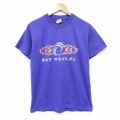 M★古着 ヘインズ Hanes 半袖 ビンテージ Tシャツ メンズ 00年代 00s イルカ クルーネック 紫 パープル 25aug23 中古