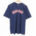 【50%OFF】XL★古着 半袖 ビンテージ Tシャツ メンズ 00年代 00s MLB ボストンレッドソックス コットン クルーネック 紺 ネイビー メジャーリーグ ベースボール 野球 25aug28 中古