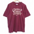 XL★古着 半袖 ビンテージ Tシャツ メンズ 00年代 00s クリプルクリーク コットン クルーネック カナダ製 エンジ 25aug28 中古