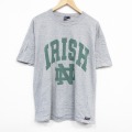 XL★古着 ジャンスポーツ 半袖 ビンテージ Tシャツ メンズ 90年代 90s アイリッシュ クルーネック USA製 グレー 霜降り 25sep01 中古