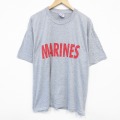 XL★古着 ヘインズ Hanes 半袖 ビンテージ Tシャツ メンズ 00年代 00s マリーンズ 大きいサイズ クルーネック グレー 霜降り 25sep01 中古