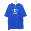 XL★古着 アディダス adidas 半袖 ビンテージ Tシャツ メンズ 00年代 00s カンザスジェイホークス 大きいサイズ コットン クルーネック 青 ブルー 25sep02 中古