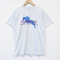 L★古着 半袖 ビンテージ Tシャツ メンズ 00年代 00s 競馬 コットン クルーネック グレー 霜降り 25sep02 中古