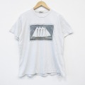 L★古着 半袖 ビンテージ Tシャツ メンズ 90年代 90s 船 コットン クルーネック USA製 薄ベージュ カーキ 25sep02 中古