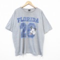 XL★古着 半袖 ビンテージ Tシャツ メンズ 90年代 90s ディズニー DISNEY ミッキー MICKEY MOUSE 大きいサイズ クルーネック グレー 霜降り 25sep02 中古