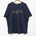 XL★古着 チャンピオン champion 半袖 ビンテージ Tシャツ メンズ 90年代 90s アトランタオリンピック 刺繍 大きいサイズ コットン クルーネック 紺 ネイビー 25sep04 中古