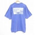 XL★古着 半袖 ビンテージ Tシャツ メンズ 00年代 00s ビーチ 大きいサイズ コットン クルーネック 薄紺 ネイビー 霜降り 25sep04 中古