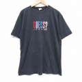 【20%OFF】XL★古着 ゲス GUESS 半袖 ビンテージ Tシャツ メンズ 90年代 90s ビッグロゴ 刺繍 コットン クルーネック USA製 黒 ブラック 【spe】 25sep06 中古