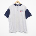 XL★古着 半袖 ビンテージ Tシャツ メンズ 90年代 90s コマース銀行 コットン ツートンカラー ヘンリーネック 薄グレー他 霜降り 25sep06 中古