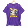 【20%OFF】XL★古着 半袖 ビンテージ Tシャツ メンズ 90年代 90s NFL ミネソタバイキング クルーネック 紫 パープル アメフト スーパーボウル 25sep06 中古