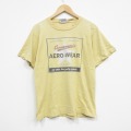 M★古着 エアロポステール AEROPOSTALE 半袖 ビンテージ Tシャツ メンズ 90年代 90s エアロウェア コットン クルーネック USA製 薄黄 イエロー 25sep09 中古