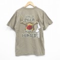 XL★古着 半袖 ビンテージ Tシャツ メンズ 00年代 00s シカ コットン クルーネック 濃ベージュ カーキ 25sep09 中古