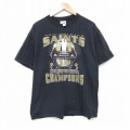 【20%OFF】XL★古着 半袖 ビンテージ Tシャツ メンズ 00年代 00s NFL ニューオリンズセインツ コットン クルーネック 黒 ブラック アメフト スーパーボウル 25sep10 中古