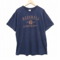 L★古着 半袖 ビンテージ Tシャツ メンズ 00年代 00s ベースボール コットン クルーネック 紺 ネイビー 25sep10 中古