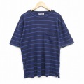 【20%OFF】XL★古着 フィラ FILA 半袖 ビンテージ Tシャツ メンズ 90年代 90s ワンポイントロゴ 胸ポケット付き クルーネック 紺 ネイビー ボーダー 【spe】 25sep10 中古