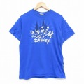 M★古着 半袖 ビンテージ Tシャツ メンズ 00年代 00s ディズニー DISNEY ミッキーミニー コットン クルーネック 青 ブルー 25sep10 中古