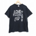 L★古着 半袖 ビンテージ Tシャツ メンズ 00年代 00s ピザ コットン クルーネック 黒 ブラック 25sep10 中古