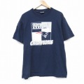 【20%OFF】L★古着 マジェスティック 半袖 ビンテージ Tシャツ メンズ 00年代 00s NFL ニューイングランドペイトリオッツ コットン クルーネック 紺 ネイビー アメフト スーパーボウル 25sep10 中古