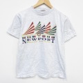 M★古着 半袖 ビンテージ Tシャツ メンズ 90年代 90s ニューポート コットン クルーネック 薄グレー 霜降り 25sep11 中古