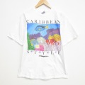 L★古着 All Sport 半袖 ビンテージ Tシャツ メンズ 90年代 90s 魚 コットン クルーネック USA製 白 ホワイト 25sep11 中古