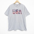 XL★古着 ヘインズ Hanes 半袖 ビンテージ Tシャツ メンズ 00年代 00s USAロゴ 大きいサイズ クルーネック グレー 霜降り 25sep12 中古