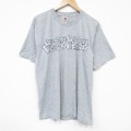 XL★古着 フルーツオブザルーム 半袖 ビンテージ Tシャツ メンズ 00年代 00s ハイビスカス クルーネック グレー 霜降り 25sep12 中古