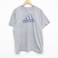 XL★古着 アディダス adidas 半袖 ビンテージ Tシャツ メンズ 90年代 90s ビッグロゴ 大きいサイズ クルーネック USA製 グレー 霜降り 【spe】 25sep13 中古
