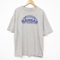 XL★古着 アディダス adidas 半袖 ビンテージ Tシャツ メンズ 00年代 00s カンザスジェイホークス 大きいサイズ クルーネック グレー 霜降り 25sep16 中古