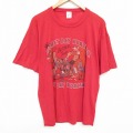 XL★古着 ジャージーズ 半袖 ビンテージ Tシャツ メンズ 80年代 80s ハンター サイズ クルーネック USA製 赤 レッド 25sep17 中古
