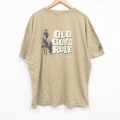 XL★古着 半袖 ビンテージ Tシャツ メンズ 00年代 00s オールドガイズルール 大きいサイズ コットン クルーネック 濃ベージュ カーキ 25sep18 中古