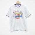 M★古着 フルーツオブザルーム 半袖 ビンテージ Tシャツ メンズ 90年代 90s ボウリング コットン クルーネック USA製 薄グレー 霜降り 25sep18 中古