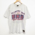 XL★古着 半袖 ビンテージ Tシャツ メンズ 90年代 90s USAオリンピック 大きいサイズ コットン クルーネック 薄グレー 霜降り 25sep19 中古