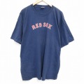 【20%OFF】XL★古着 半袖 ビンテージ Tシャツ メンズ 00年代 00s MLB ボストンレッドソックス 大きいサイズ コットン クルーネック 紺 ネイビー メジャーリーグ ベースボール 野球 25sep19 中古