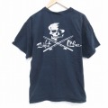 L★古着 半袖 ビンテージ Tシャツ メンズ 00年代 00s スカル コットン クルーネック 黒 ブラック 25sep20 中古
