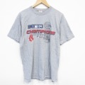 【20%OFF】L★古着 半袖 ビンテージ Tシャツ メンズ 00年代 00s MLB ボストンレッドソックス クルーネック グレー 霜降り メジャーリーグ ベースボール 野球 25sep24 中古
