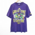 XL★古着 ジャージーズ 半袖 ビンテージ Tシャツ メンズ 90年代 90s ワニ クルーネック USA製 紫 パープル 25sep25 中古