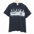 L★古着 半袖 ビンテージ Tシャツ メンズ 00年代 00s アラスカ コットン クルーネック 黒 ブラック 25sep25 中古